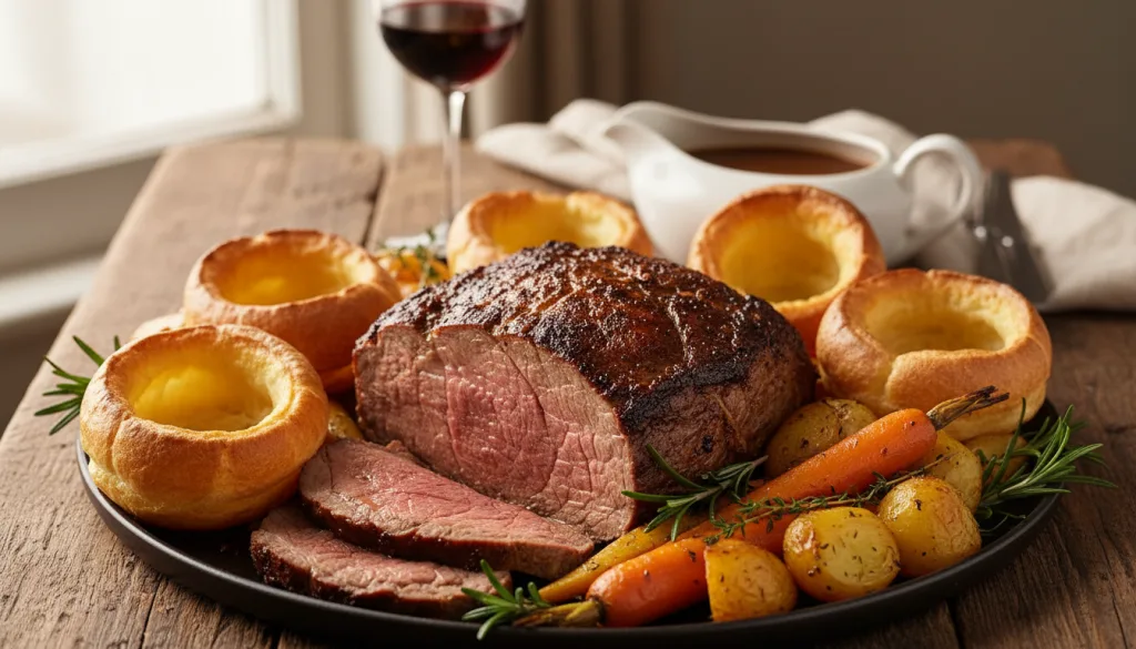 découvrez notre recette du roast on sunday avec un rôti de bœuf tendre accompagné d'un authentique pudding yorkshire, pour un repas traditionnel et savoureux.