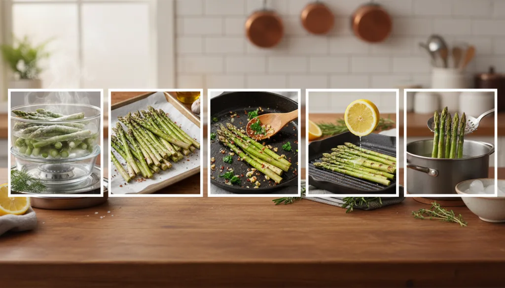 découvrez 5 méthodes simples et savoureuses pour cuire vos asperges congelées parfaitement à chaque fois. astuces pratiques pour un repas délicieux et rapide.